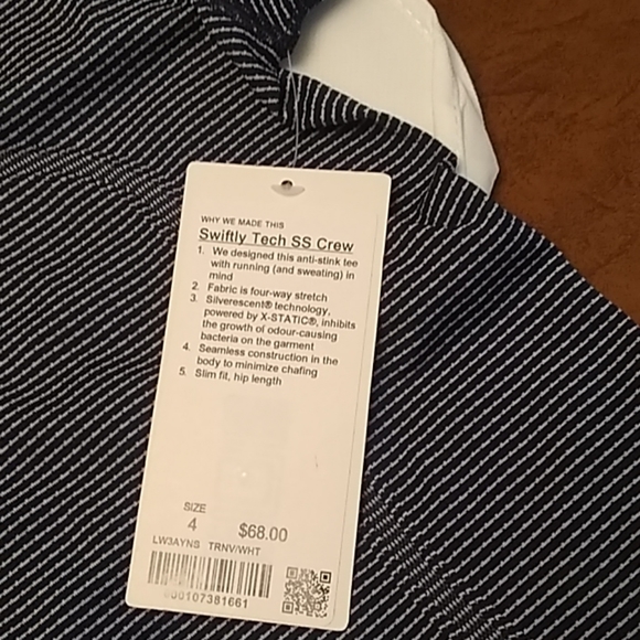 NWT Lululemon Swiftly Tech SS Crew, 4, TRNV/WHT - Picture 4 of 6